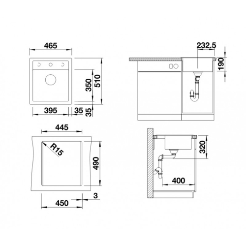BLANCO DALAGO 45 Silgranit mosogató, antracit 517156