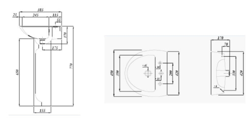 Lecico Amalphi 45x38,5 fali mosdó