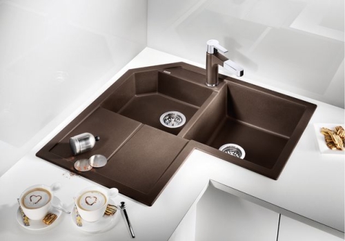BLANCO METRA 9E Silgranit mosogató dugókiemelővel (kávé, #515563)