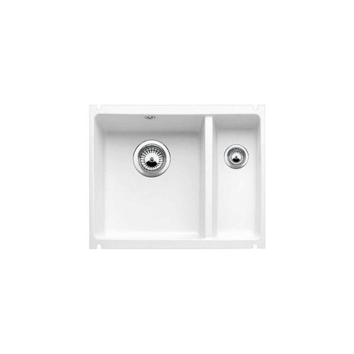 BLANCO SUBLINE 350/150-U kerámia PuraPlus aláépíthető mosogató (fekete, #514531)