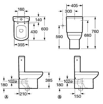 Roca Dama Senso Monoblokkos wc-csésze tartállyal, alsó/hátsó kifolyású, 7342515000+7341515000