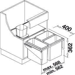 BLANCOSELECT-BOX LUXON 60/3 hulladéktároló (balos, #516589)