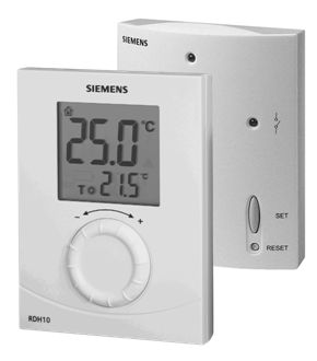 Siemens RDH10RF/SET rádiófrekvenciás forgatógombos szobatermosztát