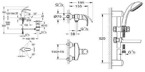 Grohe Eurosmart zuhany csomag 116937