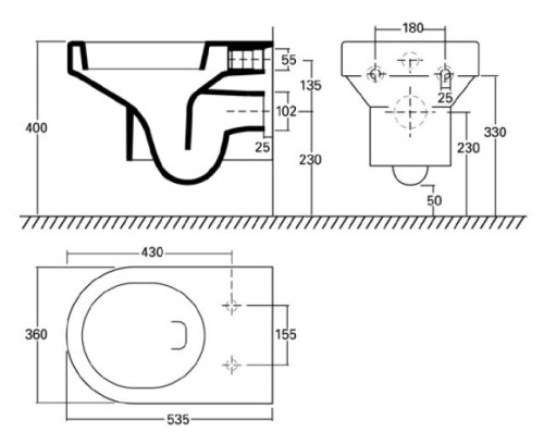 Kolo Quattro mélyöblítésű fali WC (K63100900)