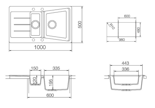 Teka Lumina 60 B TG gránit mosogató, Metálfekete 40144253