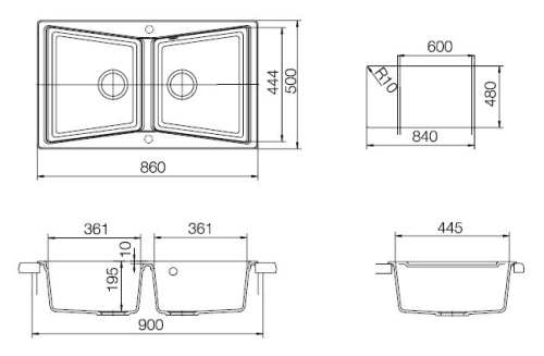 Teka Lumina 90 B TG gránit mosogató, Metálfekete 40144303