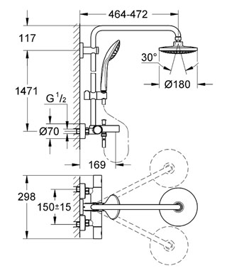 Grohe Euphoria zuhanyrendszer termosztátos kádcsapteleppel 27475 000 (27475000)