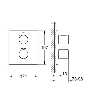 Grohe Grohtherm 3000 Cosmopolitan 19568 000 falsík alatti termosztátos zuhanycsaptelep külső rész (19568000)