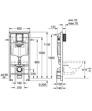 Grohe. Rapid SL 38528 001 fali Wc-hez, Arena 38844 000 króm nyomólappal