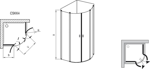 Ravak Chrome CSKK4 80x80 negyedköríves zuhanykabin (transparent, fehér, 780-800x780-800x1950, #3Q140100Z1)