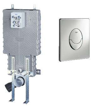 Grohe. Uniset 38642 001 falbaépíthető Wc öblítő tartály támasztólábbal Skate Air 38505 000 króm nyomólappal