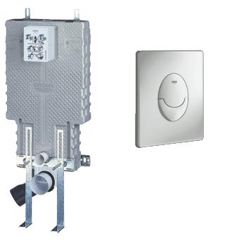 Grohe. Uniset 38642 001 falbaépíthető Wc öblítő tartály támasztólábbal Skate Air 38505 P00 matt króm nyomólappal
