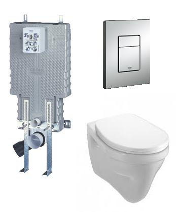 Grohe. Uniset 38642 001 falbaépíthető Wc öblítő tartály támasztólábbal Skate Cosmopolitan 38732 000 króm nyomólappal, Alföldi Saval 7068 19 01 laposöblítésű fali wc-vel