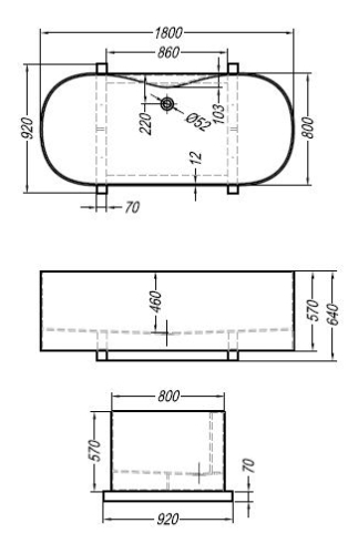 Kolpa-San Soave 180x80 szabadon álló kád Kerrock anyagból 538860