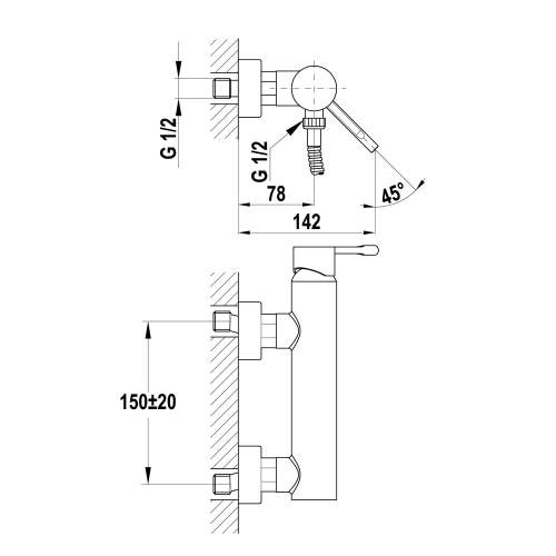 Strohm Teka Alaior XL 22.231.02.00 zuhany csaptelep zuhanyszett nélkül (222310200)