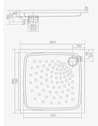 Teka AC903 80x80 rozsdamentes acél zuhanytálca 709030200