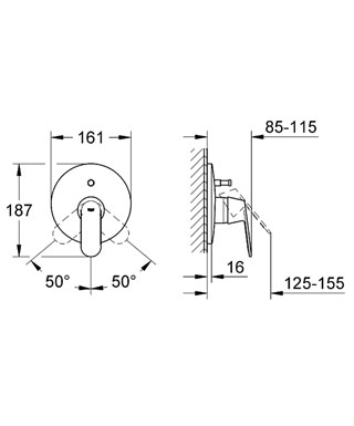Grohe Eurosmart 19382 000 Cosmopolitan falsík alatti kádcsaptelep külső rész+Grohe Rapido E 35501 000 Falba sülly. kád-zuhany csaptelep belsőrész