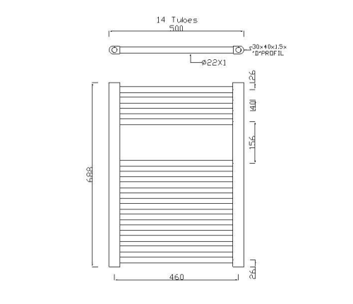 Sapho ALYA 500x688mm egyenes fürdőszobai radiátor, króm 1120-02