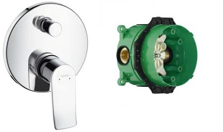 Hansgrohe Metris 31493000 falsík alatti kád csaptelep külső rész + Ibox Universal alaptest 01800180