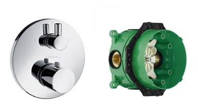 Hansgrohe Ecostat S 15721 000 termosztátos csaptelep színkészlet elzáró- és váltószeleppel + Ibox Universal alaptest 01800180