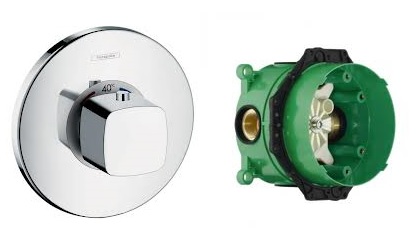 Hansgrohe Ecostat E 31571000 Highlow termosztátos csaptelep színkészlet + Ibox Universal alaptest 01800180
