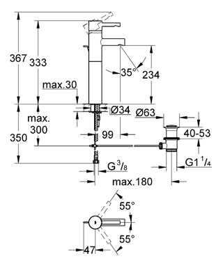 Grohe Essence egykaros magasított mosdócsaptelep 32247 000 (32247000)