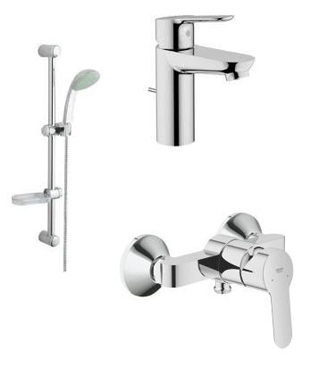 Grohe BauEdge 23356 000 Egykaros mosdócsaptelep + BauEdge 23333 000 Egykaros fali zuhanycsaptelep + Tempesta 28593 003 Zuhanygarnitúra