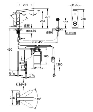 GROHE Blue® 31354 000 ivóvíz szűrővel zuhanyfejjel (31354000)