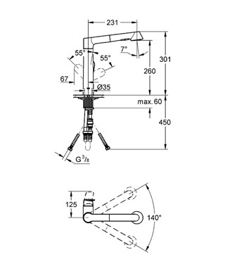 Grohe K7 32176 000 egykaros kihúzható zuhanyfejes mosogató csaptelep (32176000)