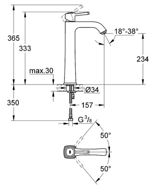 Grohe Grandera 23313 000 egykaros magasított mosdócsaptelep (23313000)