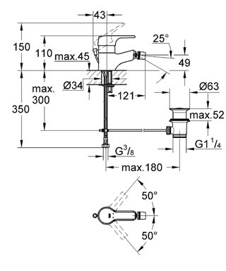 Grohe Euroeco 33203 008 bide csaptelep (33203008)