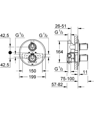 Grohe Grohtherm 1000 34161 000 termosztátos zuhanycsaptelep (34161000)