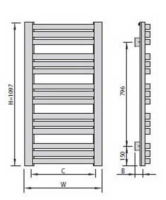 Sapho QUATRO Q 595x1097 mm  fehér, fürdőszoba radiátor (Q-611)