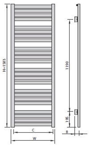 Sapho Hiacynt H 555x1583 mm fehér, fürdőszoba radiátor (H-616)