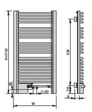 Sapho Focus FXB 595x1154 mm fehér, fürdőszoba radiátor (FXB-612)