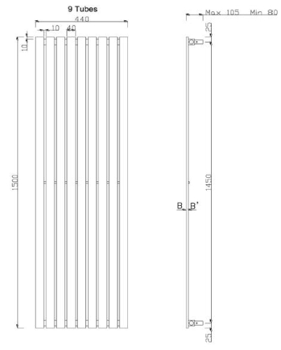 Sapho LOFT 440x1500 mm-es inox radiátor (NR415)