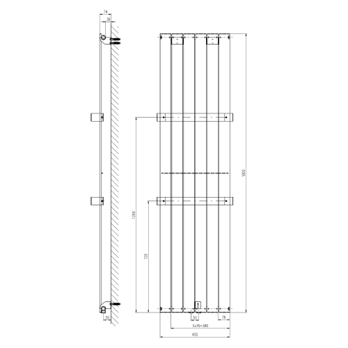 Sapho COLONNA 450x1800 mm fürdőszobai radiátor, texturált pala IR147