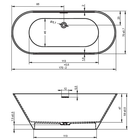 Riho Barcelona 170x70 szabadon álló kád (BS05) B117001105