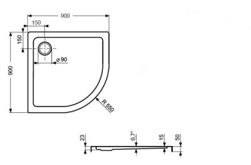 Roltechnik IR2 Light 90x90 íves zuhanykabin + Flat Round 90 zuhanytálcával