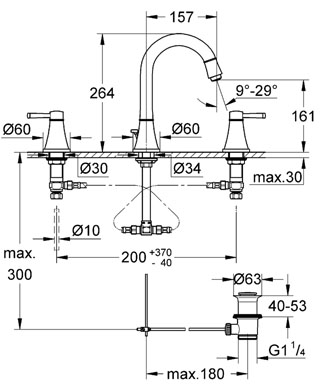 Grohe Grandera 20389 000 3-lyukas mosdócsaptelep (20389000)