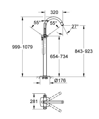 Grohe Grandera 23318 000 padlón álló kádcsaptelep szabadonálló kádakhoz (23318000)