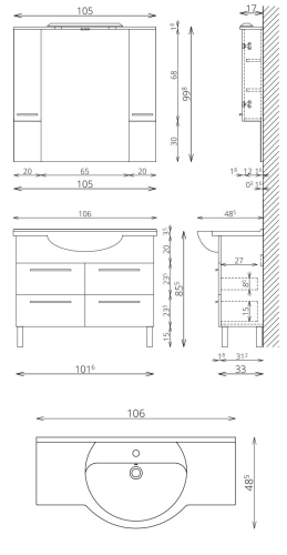 Tboss Trend 105 fürdőszobabútor komplett szett (venge)