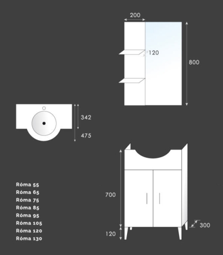 Tboss Róma 85 fürdőszobabútor  (venge)