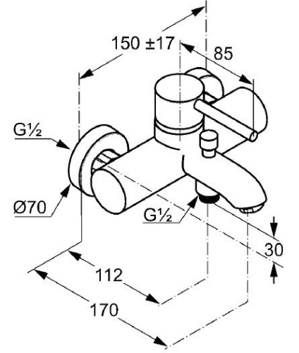 Kludi Bozz egykaros kádtöltő csaptelep 386910576