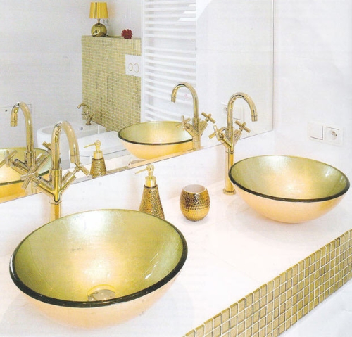 Sapho MURANO 40x13 cm arany üvegmosdó (AL5318-51)