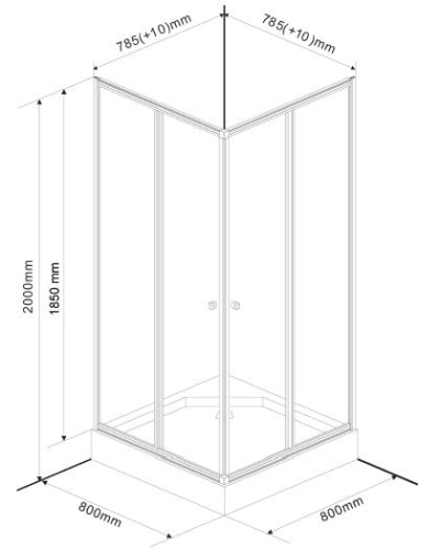 Aqualine AMANDA 80x80x185cm szögletes zuhanykabin (E82)