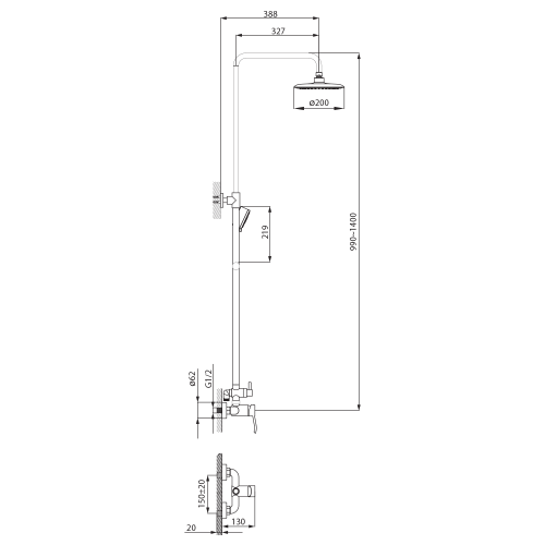 Sapho LUKA zuhanyrendszer, króm LK139