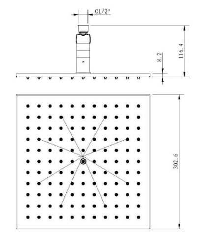 Sapho LED fejzuhany 300x300mm (MS583)