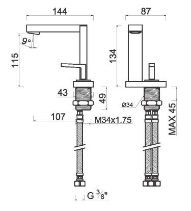 Sapho JOYSTICK Mosdó csaptelep, króm (TRO001)